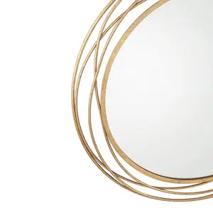 Javin Round Metal Swirl Framed Wall Mounted Accent Mirror Gold