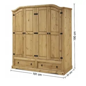 Corona 4 Door 2 Drawer Wardrobe