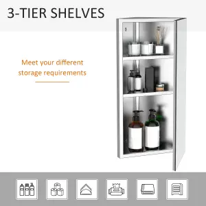 HOMCOM Bathroom Corner Wall Mirror Storage Cabinet Cupboard Stainless Steel