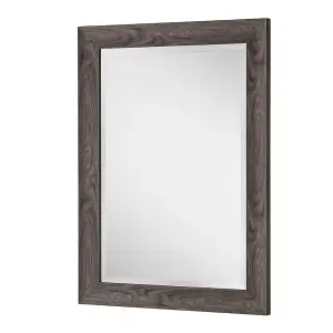 Rustic Grey Wood Effect Scooped Framed Mirror 129.5x106.5cm