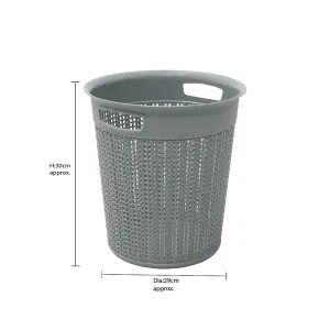 JVL Knit Design Loop Plastic Round Bin, One Size, Grey