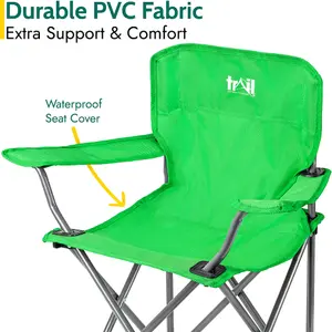 Kids Camping Chair Lightweight Folding Outdoor Childrens Seat With Rucksack Trail - Green