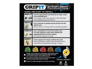 Gripit Yellow Plasterboard Fixings 15mm (Pack 100)