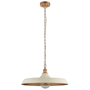 Luminosa Afragola Dome Pendant Ceiling Light Matt Warm White, Satin Gold Paint