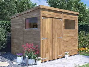 Dunster House Bike Shed Storage Garden Workshop 2.4m x 2.4m Wooden Pressure Treated Overlord Pent