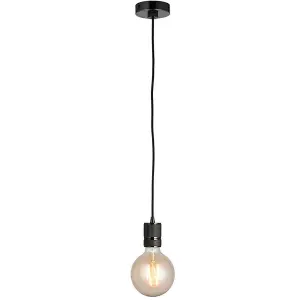 Hanging Ceiling Pendant Light & Rose Kit Black Chrome Industrial Adjustable Lamp