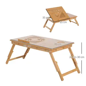 HOMCOM Portable Laptop Desk Notebook Tray PC Bed Table Drawer Adjustable Bamboo