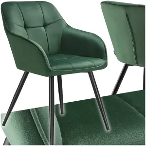 Dining Chair Marilyn - velvet look, quilted pattern - dark green / black