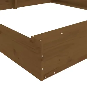 Berkfield Sandbox with Seats Honey Brown Square Solid Wood Pine