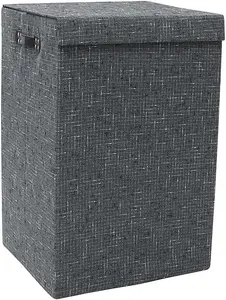 MantraRaj Foldable Laundry Clothes Hamper With Lid 85 Liter Laundry Hamper Shadow Fabric Laundry Basket with Lid and Handles