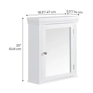 Teamson Home Wall Mounted Mirrored Bathroom Medicine Cabinet, Bathroom Storage, White