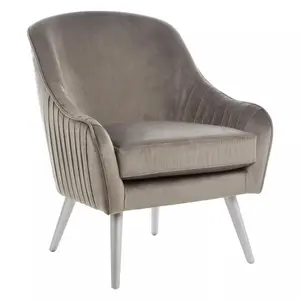 Interiors by Premier Luxurious Grey Velvet Chair, Decent Curve Pleated Armchair, Comfortable Velvet Upholestered Chair