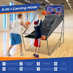 Costway Electronic Basketball Arcade Game Foldable Basketball Game 2 Player Shot 8 Modes