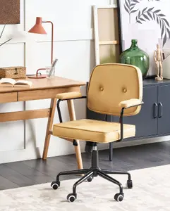 Desk Chair Faux Leather Yellow PAWNEE