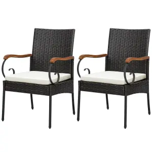 Costway Set of 2 Patio Wicker Chair Set Outdoor PE Rattan Chairs w/ Cushion