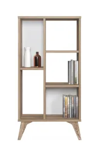 Frame Bookcase Free Standing Storage Shelf, 55 x 25 x 106 cm 5 Display Shelves, Bookshelf, Open Cabinet, Oak