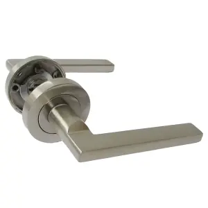 UNO Door Handle Modern Satin Nickel Lever on Rose Internal Latch Doors Handles