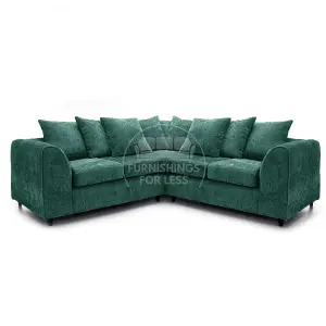 Monaco Chenille Fabric 5 Seater L Shaped Corner Sofa  Teal