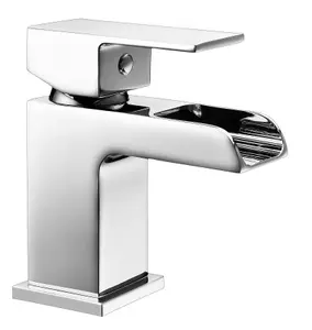 Mini Waterfall Cloakroom Basin Mixer Tap Chrome Sink Mono Bathroom + Waste + Fix