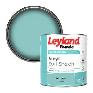 Leyland Trade Vinyl Soft Sheen Walls & Ceilings Emulsion Paint Light Green (RAL 6027) - 2.5L