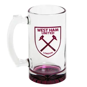 West Ham United FC Crest Glass Stein Clear/Burgundy (One Size)