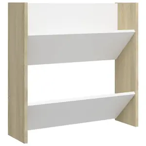 Berkfield Wall Shoe Cabinets 4 pcs White&Sonoma Oak 60x18x60 cm Engineered Wood