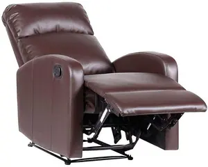 EVRE Recliner Faux Leather Arm Chair with Adjustable Leg Rest and Reclining Functions  - Brown Comfy Chair For Living Room