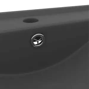 Berkfield Luxury Basin with Faucet Hole Matt Dark Grey 60x46 cm Ceramic