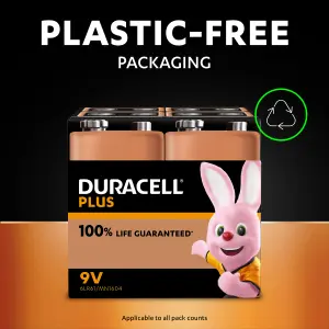 Duracell Plus 9V Batteries, Pack of 4