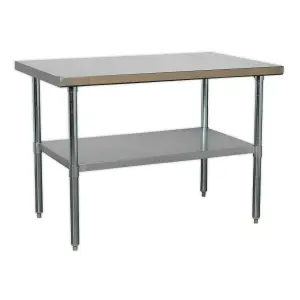 Sealey Stainless Steel Workbench 1.2 Meters Steel Frame 145kg Capacity AP1248SS