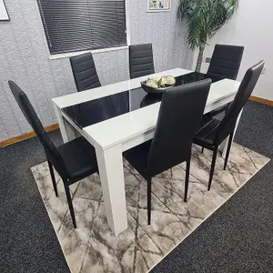 Kitchen Dining Set for 6 Wooden Dining Table and 6 Black Chairs Dining set for 6 Furniture Kosy Koala