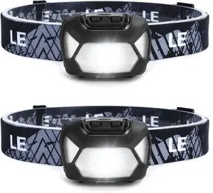 Lepro Head Torch, [2 Pack] Super Bright LED Headlamp With 6 Lighting Modes, Waterproof, Battery Powered LED Lightweight Headlight For Cycling