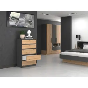 Tonya 5 Drawer 70cm Chest of Drawers Anthracite/Artisan Oak