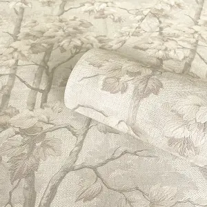 Belgravia Décor Giorgio Tree Beige Textured Wallpaper