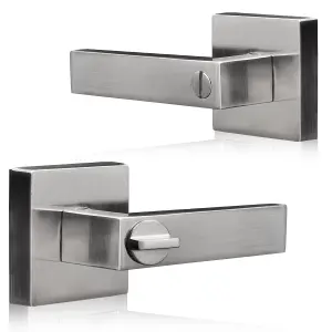 XFORT Quad Privacy Knob Set Satin Chrome for Internal Doors