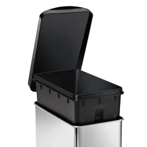 Simplehuman 10L Profile Pedal Bin, Plastic Lid Brushed Stainless Steel and Black