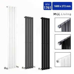 Designer Flat Panel Single Radiator 1600x272 Anthracite