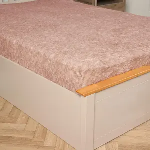 Teddy Fleece Fitted Sheet Bed Soft Warm Marl, Pink - King