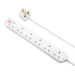 Masterplug SRG64N-BD 6 socket 13A Surge protected White Extension lead, 4m