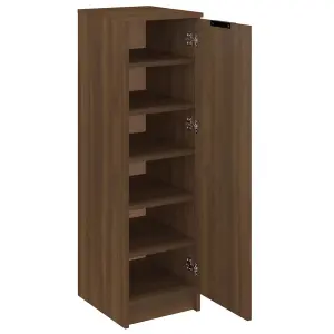 Berkfield Shoe Cabinet Brown Oak 30x35x100 cm Engineered Wood