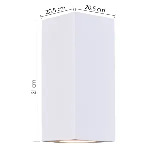 Ceramic Rectangle Shaped Wall Light, 2 lights Up and Down White Paintable GU10 sockets (NO BULBs)