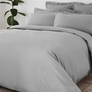 Dunelm Non Iron Plain Dye Duvet Cover, Modern, Size: Double, Grey, Slate, Polycotton