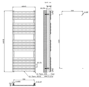 VURTU4 Designer Vertical Double Panel Radiator, 1600(H), x 600(W), White, 613658