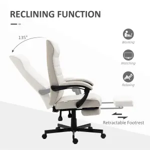 Vinsetto High-Back Home Office Chair with Adjustable Height and Footrest, White