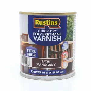 Rustins Quick Drying Polyurethane Varnish Satin Mahogany 250ml