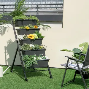 Costway 5-Tier Vertical Raised Garden Bed Freestanding Garden Planter 5 Container Boxes