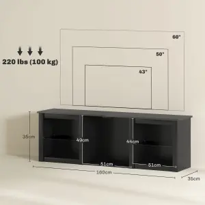 HOMCOM 160cm TV Unit w/ LED Lights for 65" TV Modern TV Stand Cabinet Black