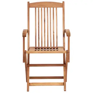 Set of 2 Garden Chairs with Cushions MAUI II Acacia Wood Off-White