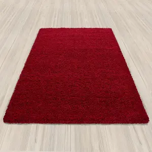 Luxurious Shaggy Rugs Soft Extra Thick Area Rugs Heavy 5cm Dense Pile for Living Room Bedroom Hallway (Red, 120 x 170cm)