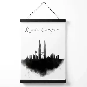 Kuala Lumpur Watercolour Skyline City Medium Poster with Black Hanger